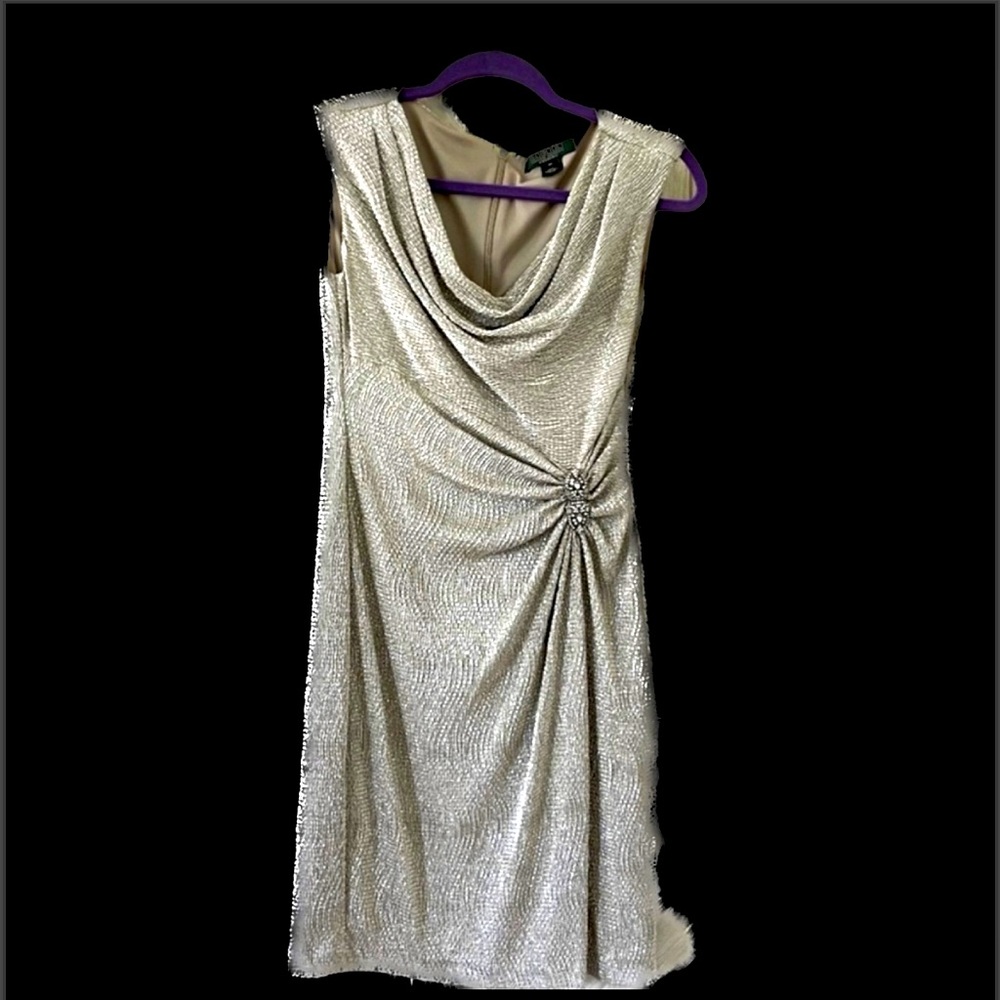 Ralph Lauren Gold Shimmer Evening Dress